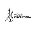 Violin and bow logo design. Fiddle vector design