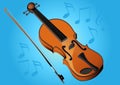 Violin bow and music