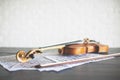 Violin, bow and music sheets Royalty Free Stock Photo