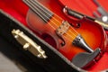 violin with bow in red velvet case Royalty Free Stock Photo