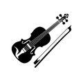 Violin with a bow simple style detailed logo icon vector illustration isolated. Musical instrument for concerts, playing and