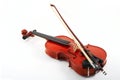 Violin with bow on white Royalty Free Stock Photo