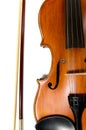 Violin and bow on white Royalty Free Stock Photo