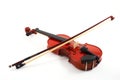 Violin with bow on white backg Royalty Free Stock Photo