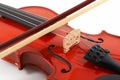 Violin with bow on white backg Royalty Free Stock Photo