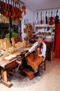 Violin builder and his workshop Royalty Free Stock Photo