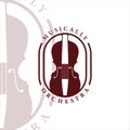 violin or cello logo vintage vector illustration template icon graphic design Royalty Free Stock Photo
