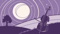 Violin and Cello Under Full Moon Landscape, vector design Generative AI Royalty Free Stock Photo