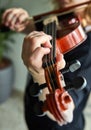 Classical player hands. Details of violin playing Royalty Free Stock Photo