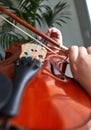 Classical player hands. Details of violin playing Royalty Free Stock Photo