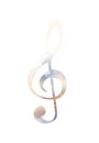 Violin clef on white background. Music concept. Copy space. Royalty Free Stock Photo