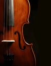 Violin close up against black Royalty Free Stock Photo