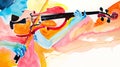 Violin colorful watercolor painting Abstract background illustration