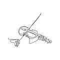 Violin continuous single line drawing vector music instrument