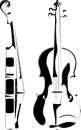 Violin contour on white and on a black background