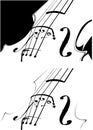 Violin contour on white and on a black background Royalty Free Stock Photo