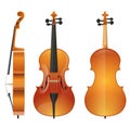 Violin or contrabass musical instrument with bow Royalty Free Stock Photo