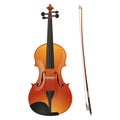 Violin or contrabass musical instrument with bow Royalty Free Stock Photo