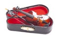 Violin in dark red velvet case Royalty Free Stock Photo