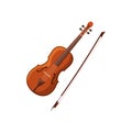 Violin with fiddlestick icon, cartoon style Royalty Free Stock Photo