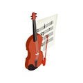 Violin with fiddlestick icon, isometric 3d style Royalty Free Stock Photo