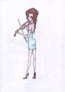 violin girl drawing pencil, attractions