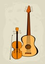 Violin, guitar and notes
