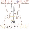 Violin hand drawn in cartoon character,acoustic instrument