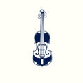 Violin hand drawn sketch on white background. Classical acoustic violin isolated in vintage engraved style. Concept of music and