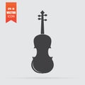 Violin icon in flat style isolated on grey background