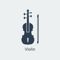 Violin icon. Silhouette vector icon