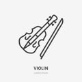 Violin line icon, vector pictogram of fiddle. Musical instrument illustration, sign for music store logo