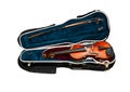 Violin lying in a box Royalty Free Stock Photo