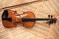 Violin on the old music notes