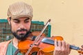 A violin man on the istiklal street in istanbul