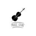 Violin. Modern Music Logo. Classical Violin Symbol. Music store text. Vector illustration. Royalty Free Stock Photo