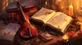 Violin and music book background