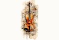 Violin and music sheet illustration, banner for orchestra concert and classical music event