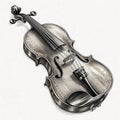Violin, musical instrument, classical music, vintage retro black and white drawing Royalty Free Stock Photo