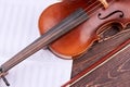 Violin and musical notes close up. Royalty Free Stock Photo