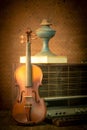 Violin and old radio in vintage style Royalty Free Stock Photo