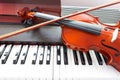 Violin and piano keyboard Royalty Free Stock Photo