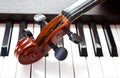 Violin and piano keyboard Royalty Free Stock Photo