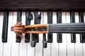 Violin on piano keyboard. Royalty Free Stock Photo