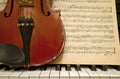 Violin Piano Keys and Music Sheets Royalty Free Stock Photo