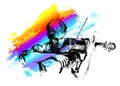 Violin Player. Classical Music Concert. Hand-drawn Vector Illustration