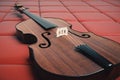 Violin on red background side Royalty Free Stock Photo