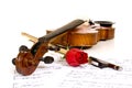 Violin, rose and music Royalty Free Stock Photo