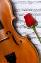 Violin, rose and sheet music Royalty Free Stock Photo