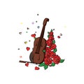 Violin and roses vector.